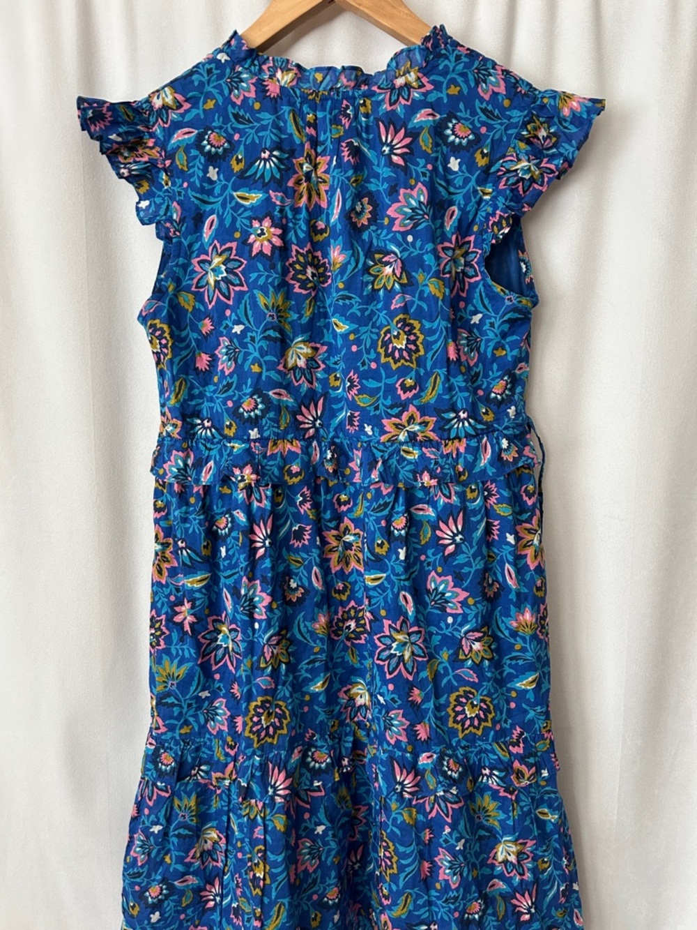 BanJan An Blue Floral Cotton Ruffled Sleeveless Dress **Size S** 🌸🌸 - Picture 5 of 6